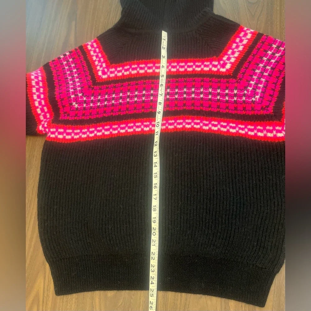 Celine Ski Jacquard Wool Hoodie Sweater XS Oversized Black Pink Made in Italy - Picture 4 of 14